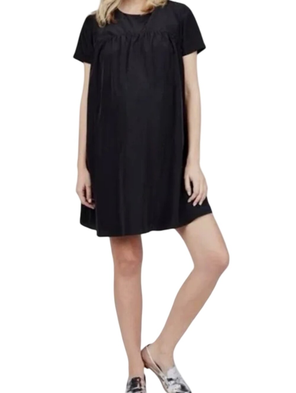 AMANDA UPRICHARD LE TOTE Black Maternity Babydoll Dress Size S